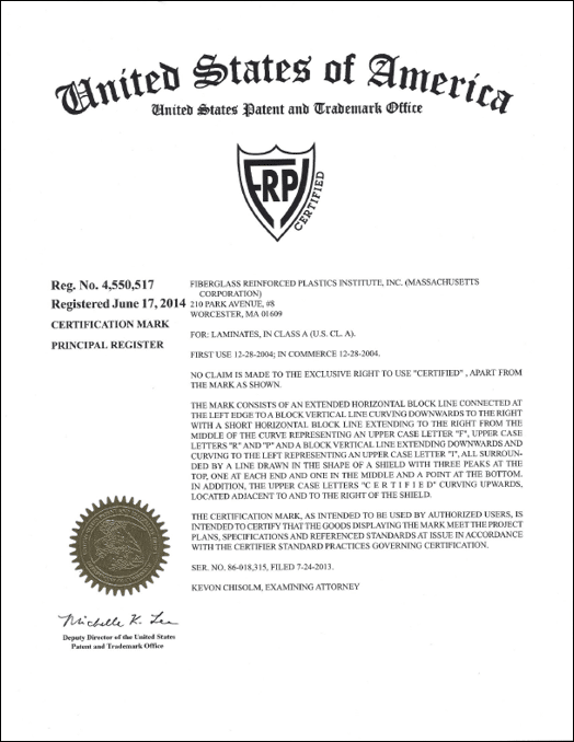 FRPI USPTO Cert Reg Equip